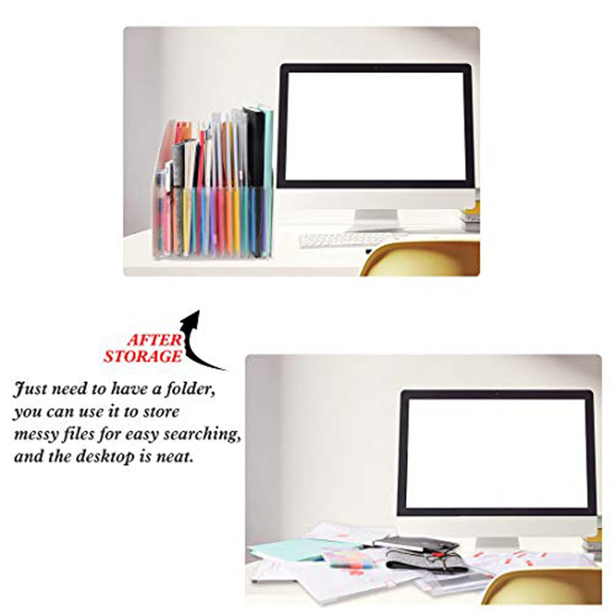 SAYEEC 13 Pockets Vertical Expanding File Folder Plastic Accordion File Organizer Desk Stand