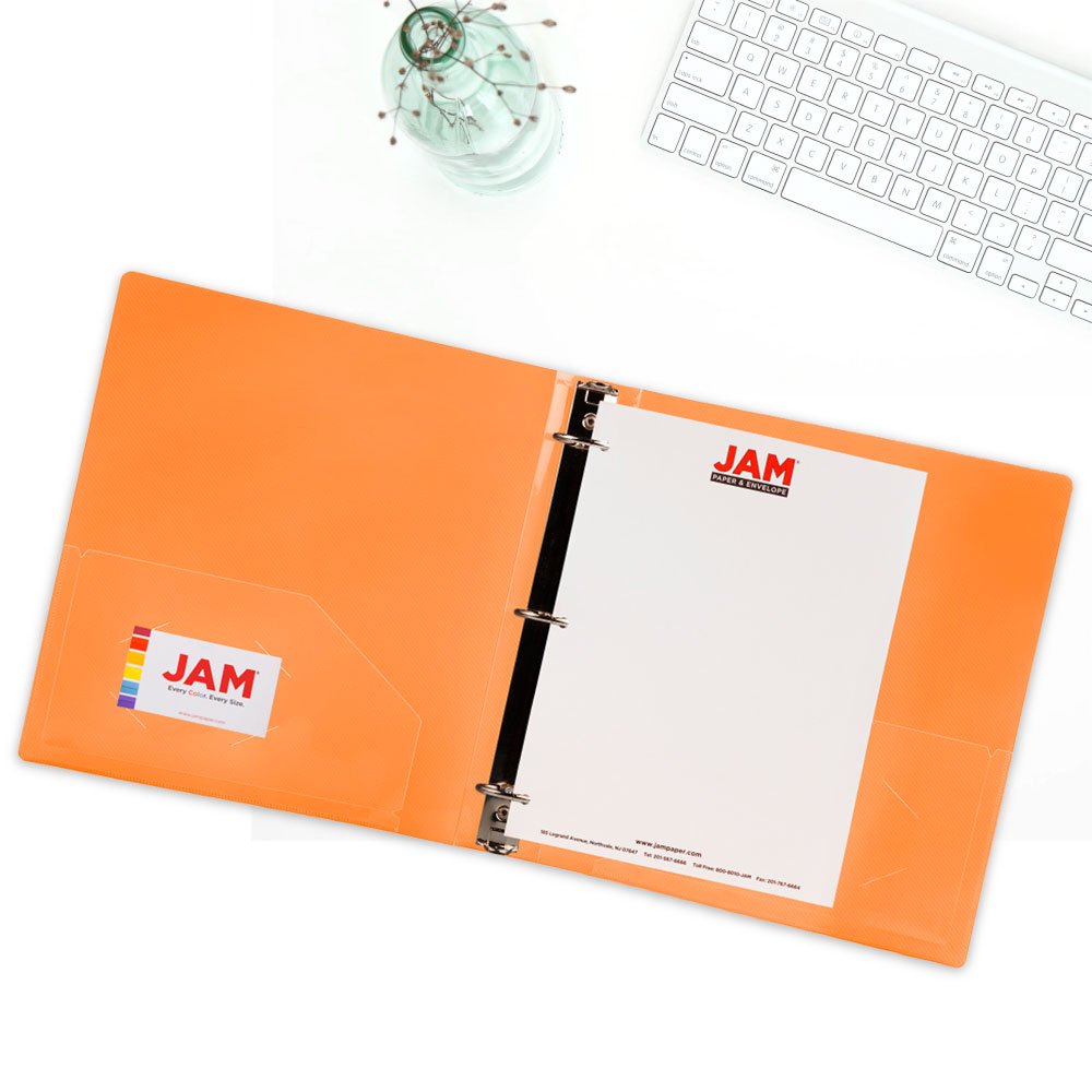 JAM PAPER Plastic 2 inch Binder - Orange 3 Ring Binder - Sold Individually