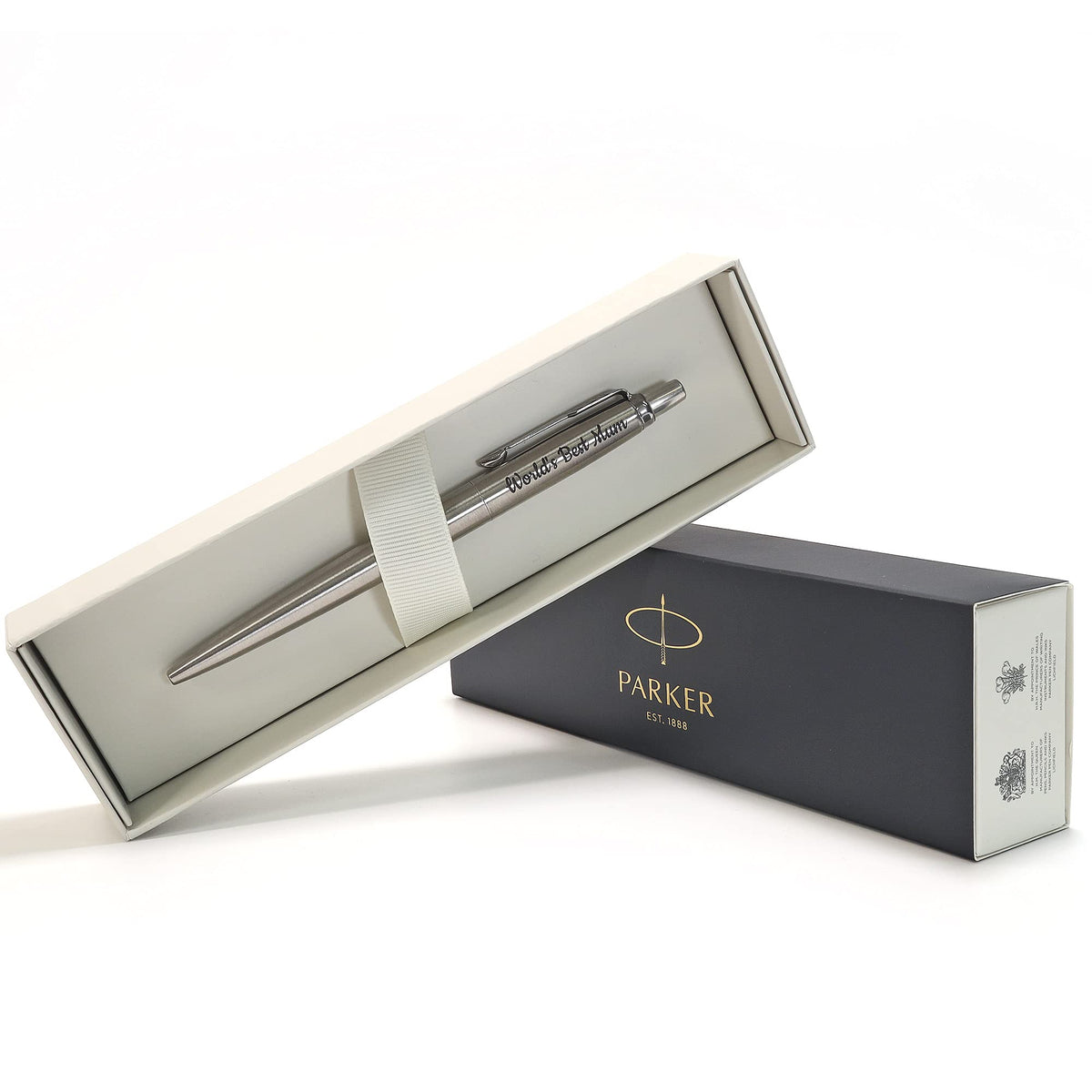 Personalized Custom Parker Jotter SS ballpoint pen + Gift Box | Laser Engraved - chrome trim