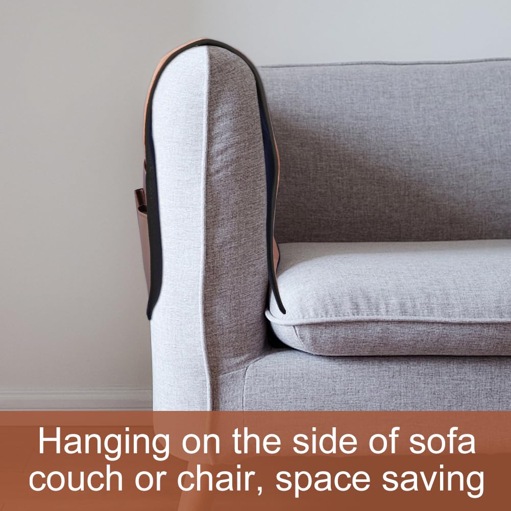 Anti-Slip PU Leather Velvet Sofa Couch Chair Armrest Soft Caddy Organizer Holder with 5 Pockets for