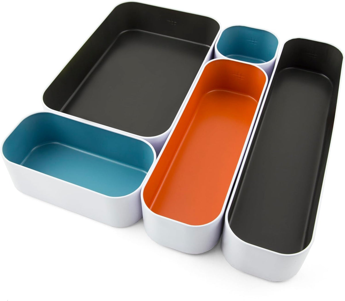 Three by Three Seattle Metal Drawer Organizer Tray Set, 5-Pc (Multicolor)