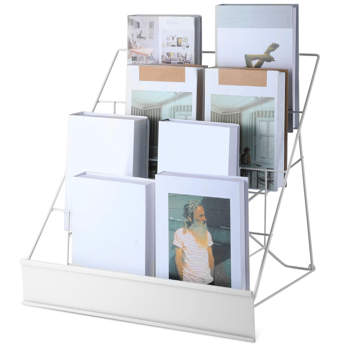 Sintuff Book Display Rack 4-tiered Stand 18" Comic Book Display Rack, White