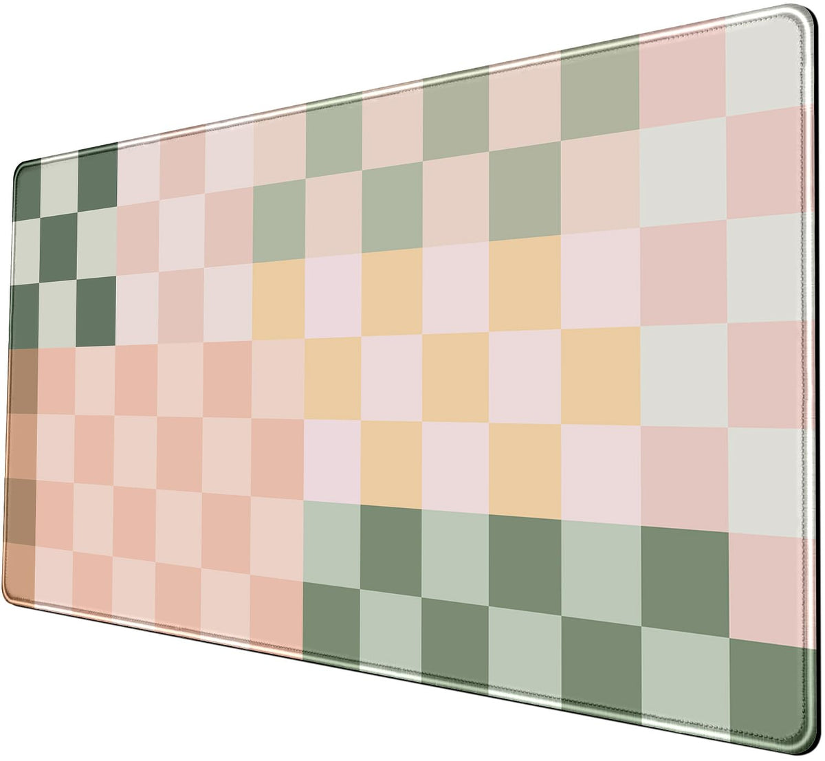 Checkered Desk Mat Cute Pink Pastel XXL Large Mouse Pad Aesthetic Boho Desk Pad with Stitched