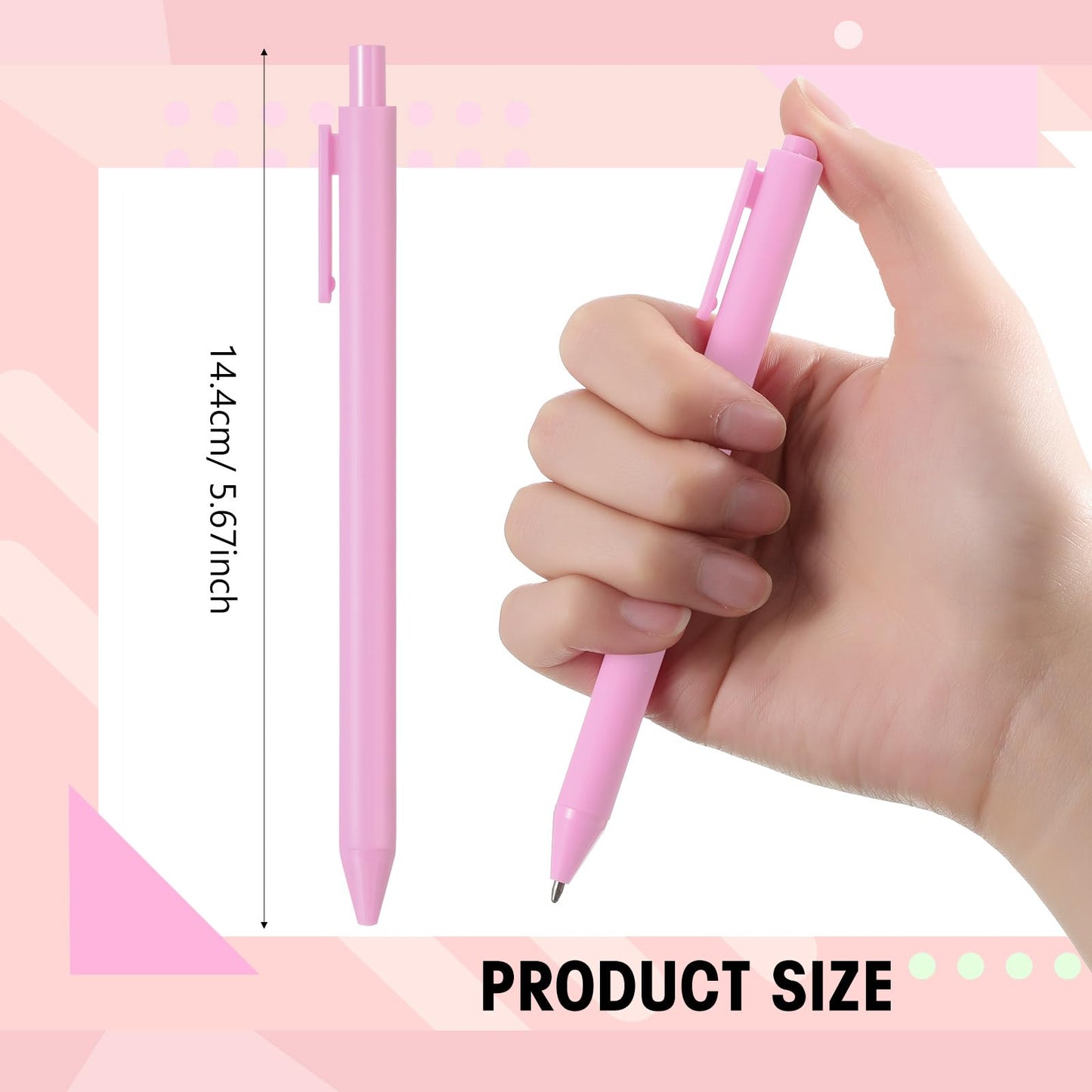 Fulmoon 50 Pcs Cute Pens Retractable 1.0mm, Light Pink Black Ink