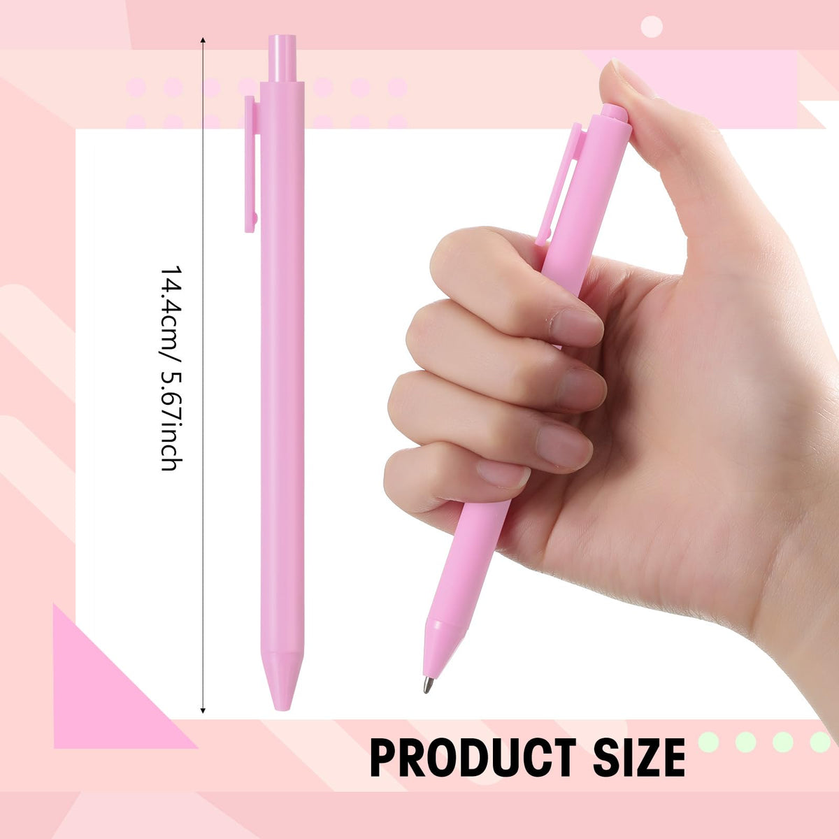 Fulmoon 50 Pcs Cute Pens Retractable 1.0mm, Light Pink Black Ink