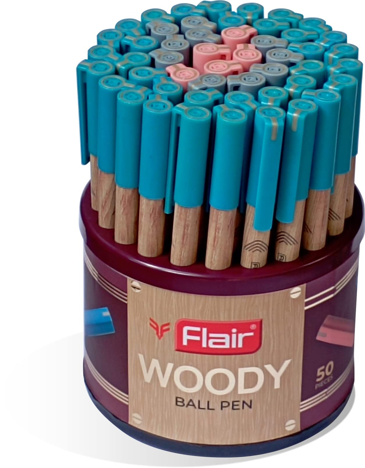 FLAIR Woody Pack Of 50 Ball Pens|Multicolor