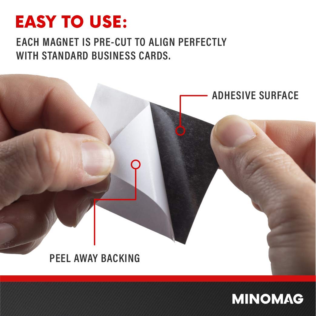 Minomag Business Card Magnets (Box of 200) | Peel and Stick Self Adhesive Magnetic Backings, 3.5