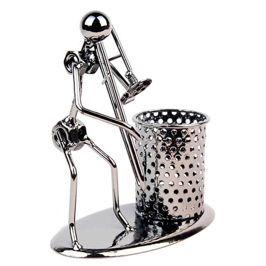 Winterworm Pen Container Holder Pencil Cup Iron Art Music Figure~Home Office Desk Decor Gift