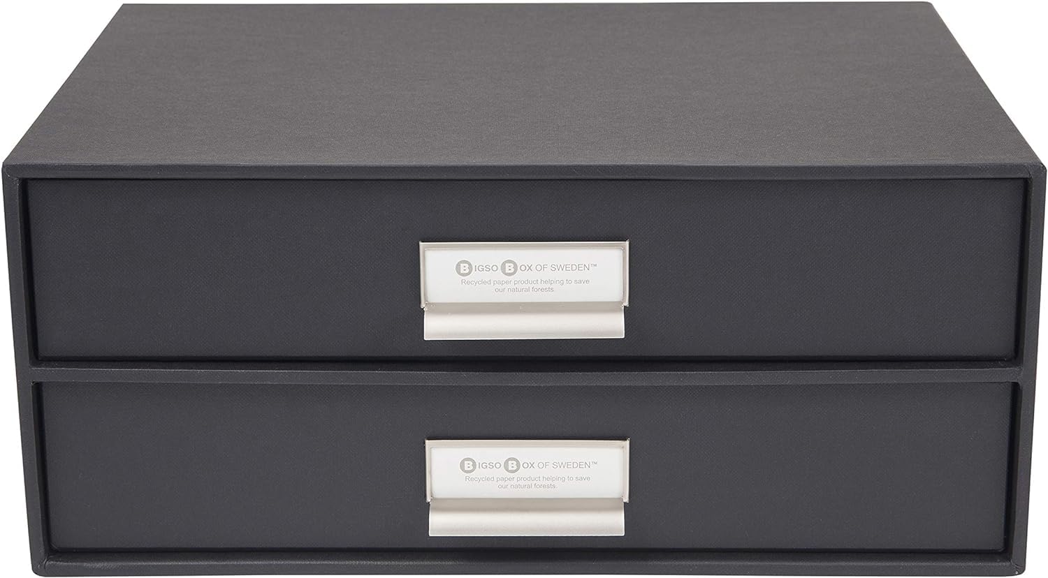 Bigso Box of Sweden Birger 2-Drawer Fiberboard Label Frame Document Letter Box | Desktop Drawers
