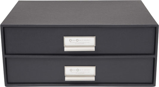 Bigso Box of Sweden Birger 2-Drawer Fiberboard Label Frame Document Letter Box | Desktop Drawers