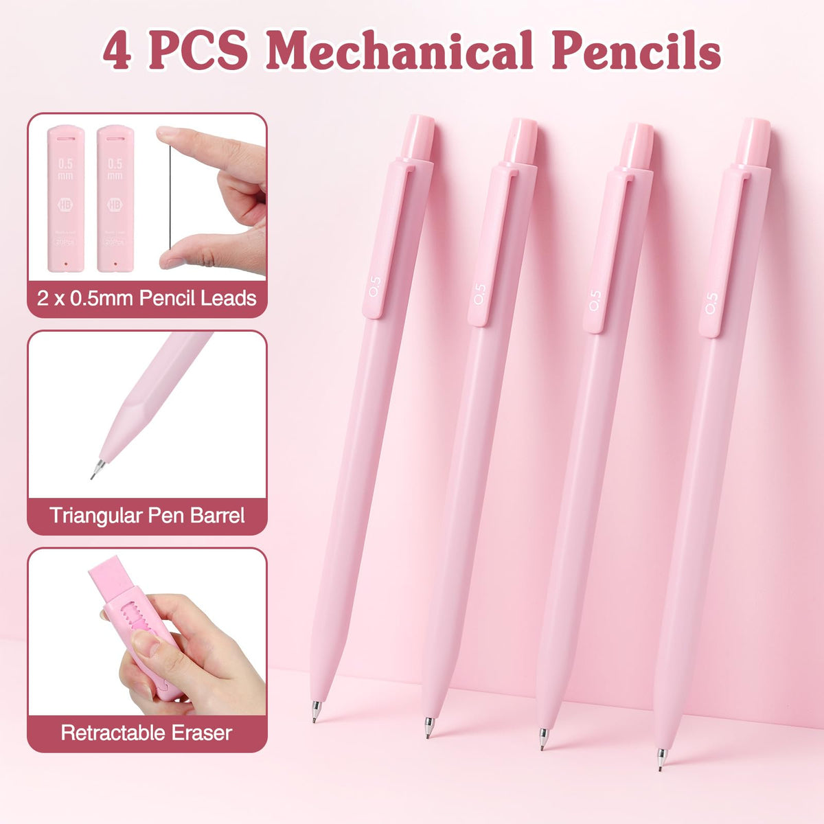 MoKo Pencil Case with Supplies, 49Pcs Aesthetic School Set, Pink