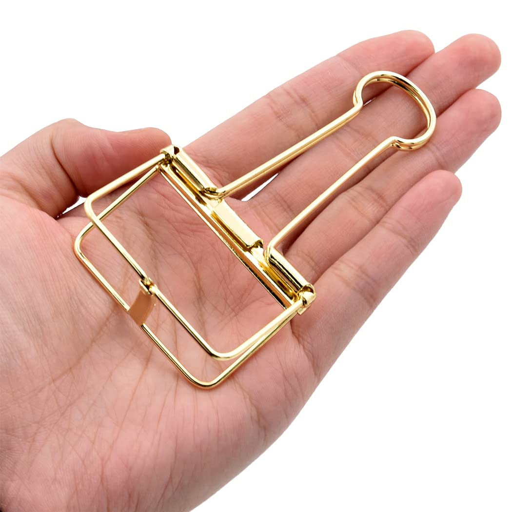 Extra Large Binder Clips 2 Inch, Big Paper Clamps Gold for Office School Supplies (15Pcs)