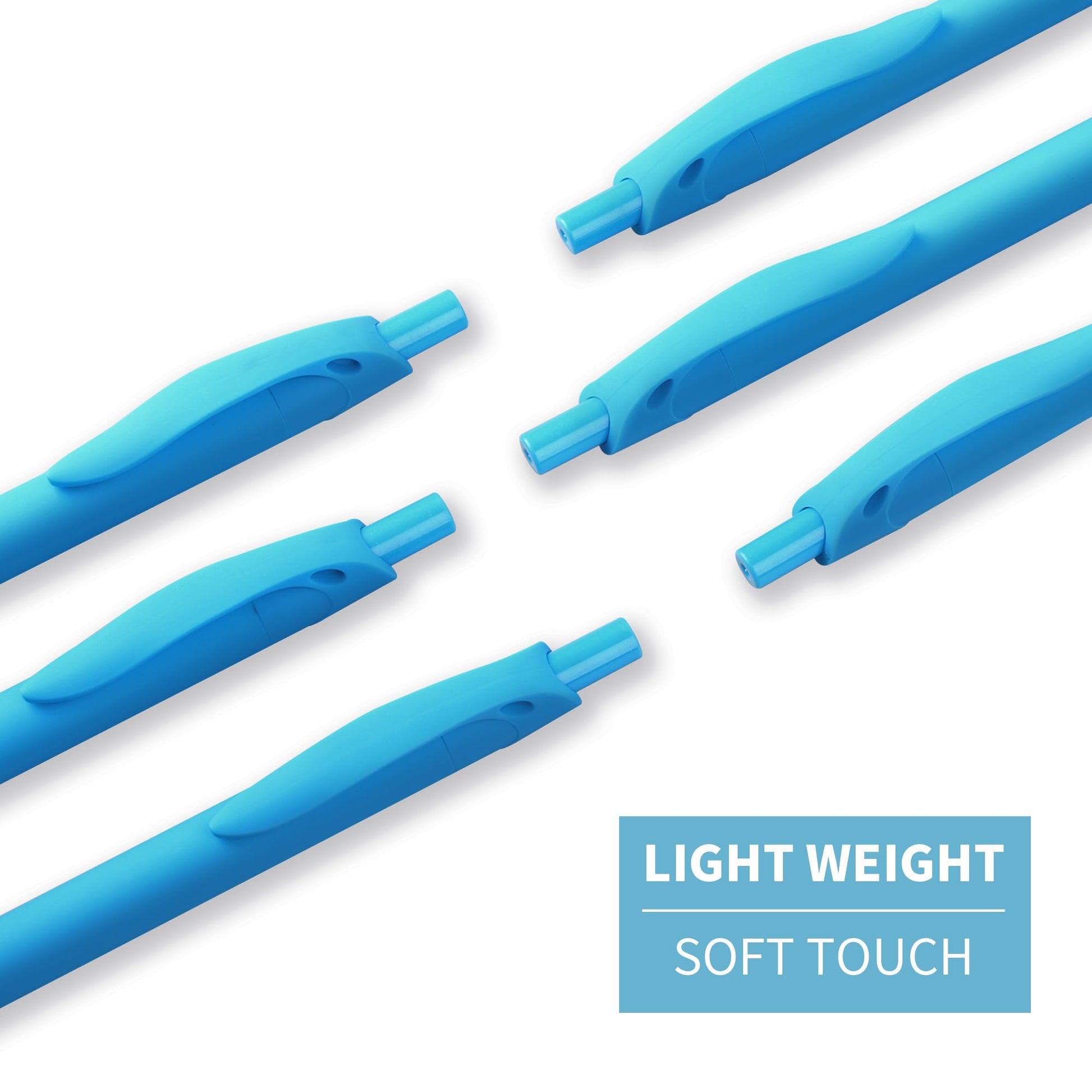 deegtran Pens Bulk, 50 Pack No Bleed Sky Blue Click Pen, Wholesale Retractable Ballpoint Pens, Pens