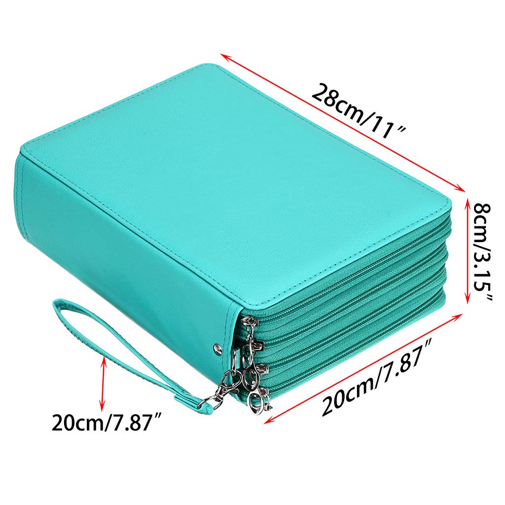 BTSKY 200 Slots Colored Pencil Organizer - Deluxe PU Leather Pencil Case