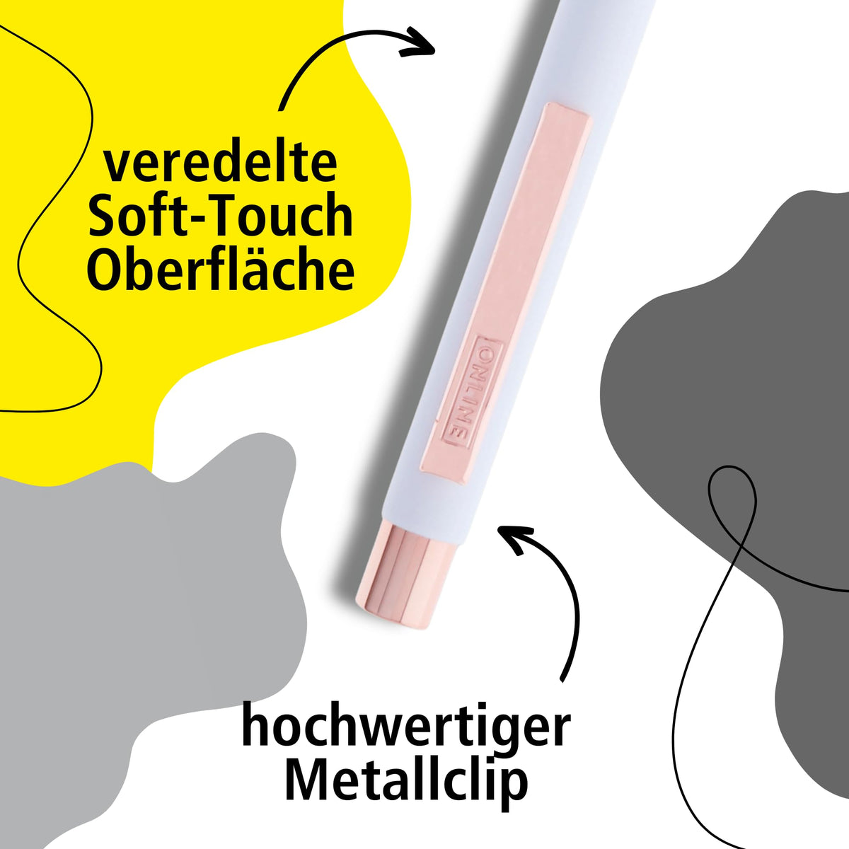 Online Soft Metal ballpoint pen, White Rose, retractable ball pen, aluminum, replaceable refill