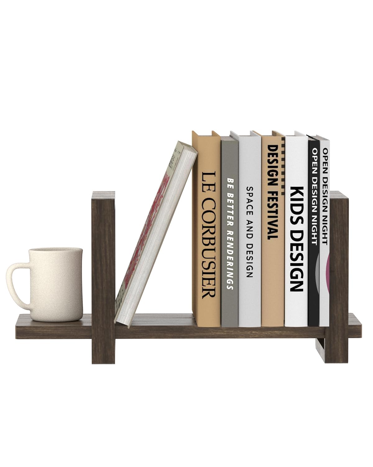 100% Solid Wood Adjustable Desktop Bookshelf, Retro Tabletop Bookshelf, Desk Shelf for Living Room