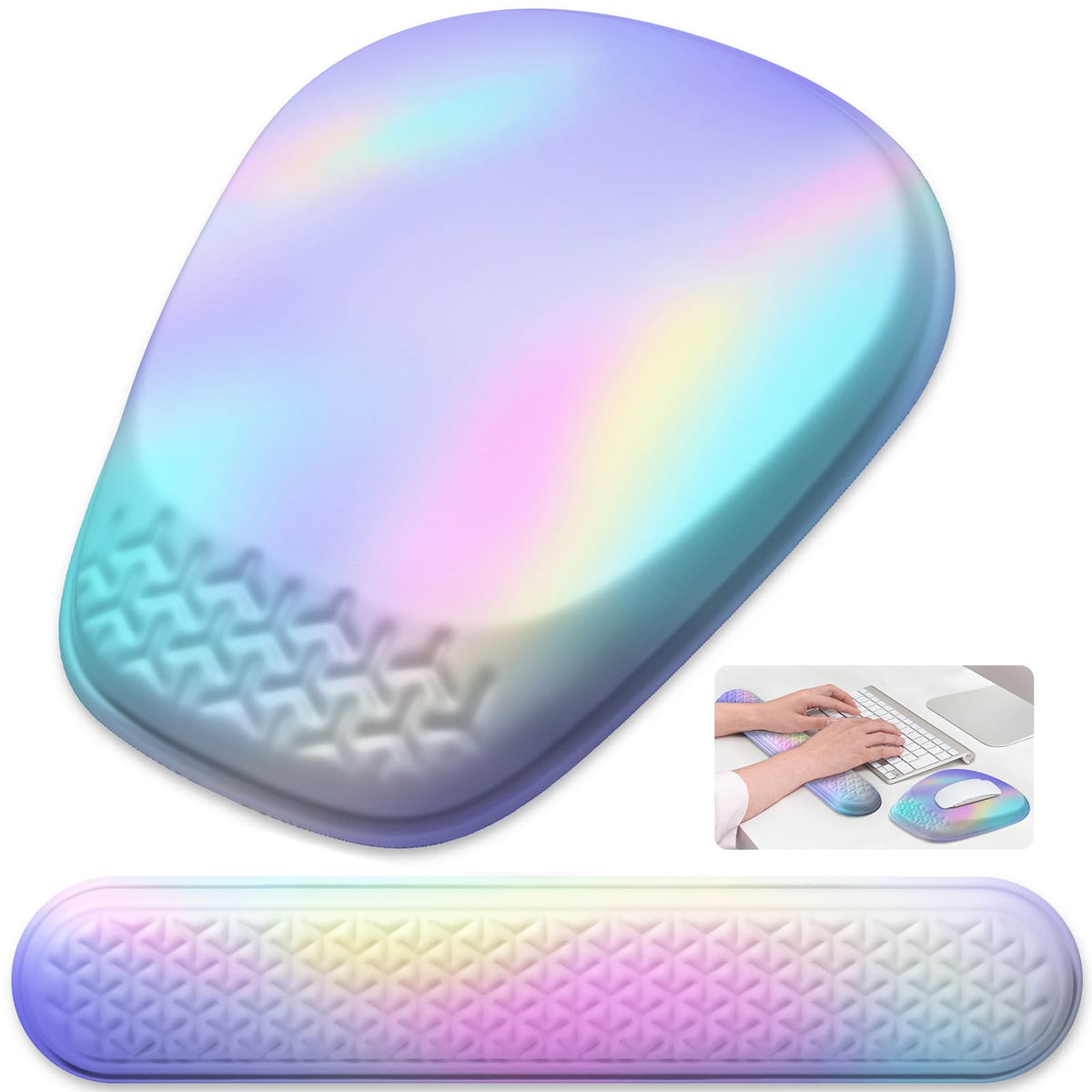 Laokiiy Ergonomic Mouse Pad with Wrist Rest, Memory Foam Support for Office