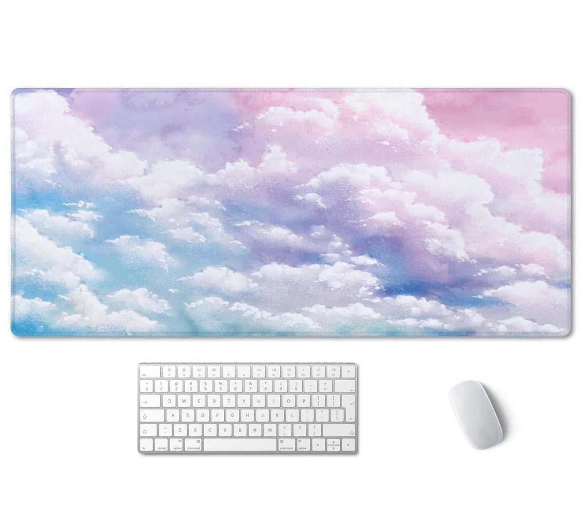 SSOIU Watercolor Pastel Sky Desk Mat, Cloud and Pink Sky Extended Mouse Pad, XXL Gaming Mouse Pad