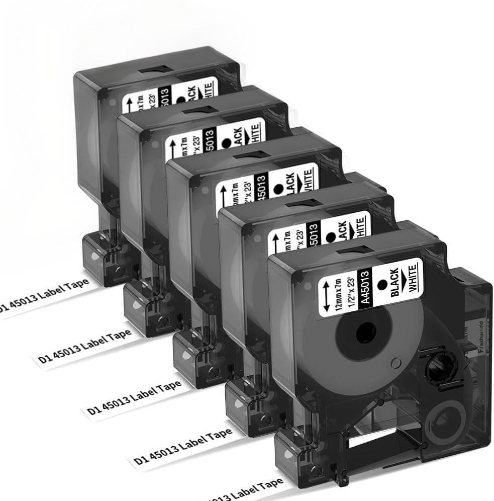 5X a45013 Label Tape Replace for DYMO Label Maker Refills 1/2 in 23Ft White