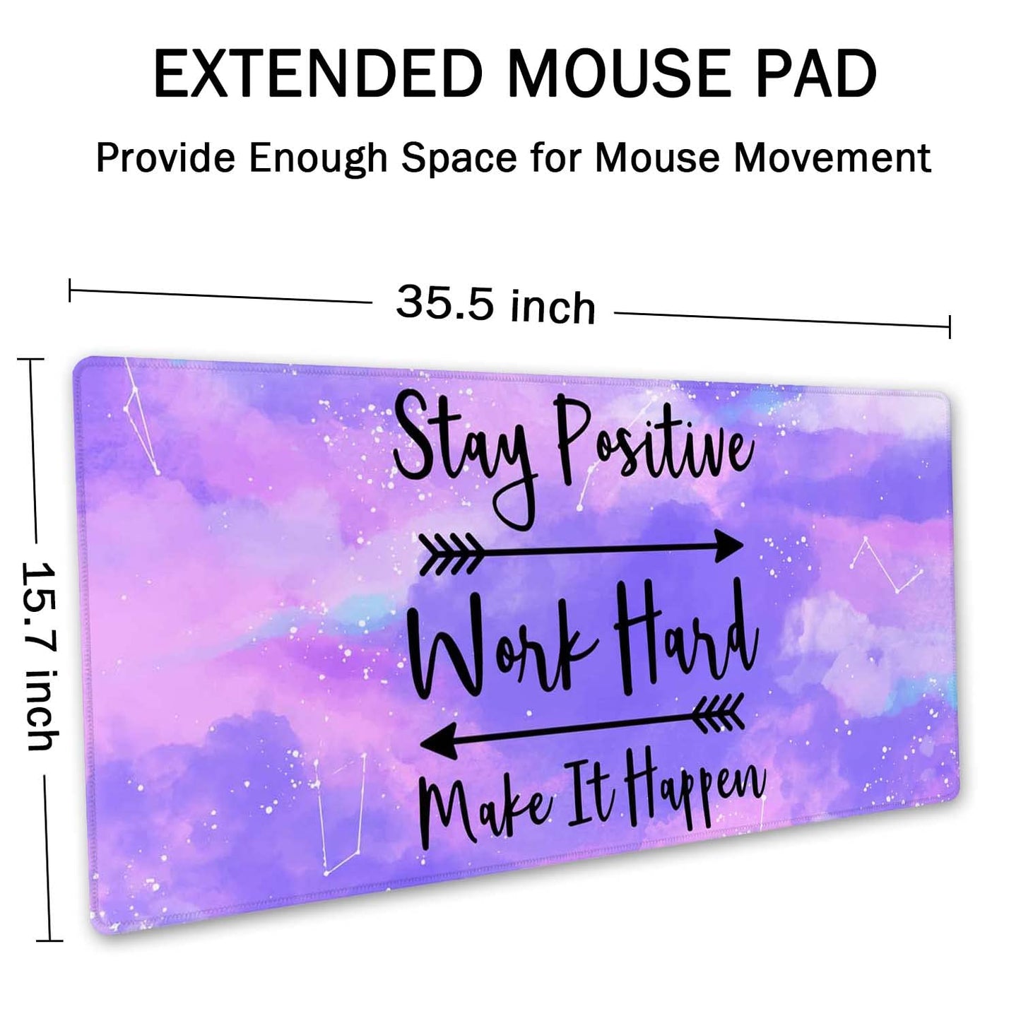 SSOIU Large Mouse Pad, Full Desk XXL Extended Gaming Mouse Pad 35.5" X 15.7", Stay Positive Work