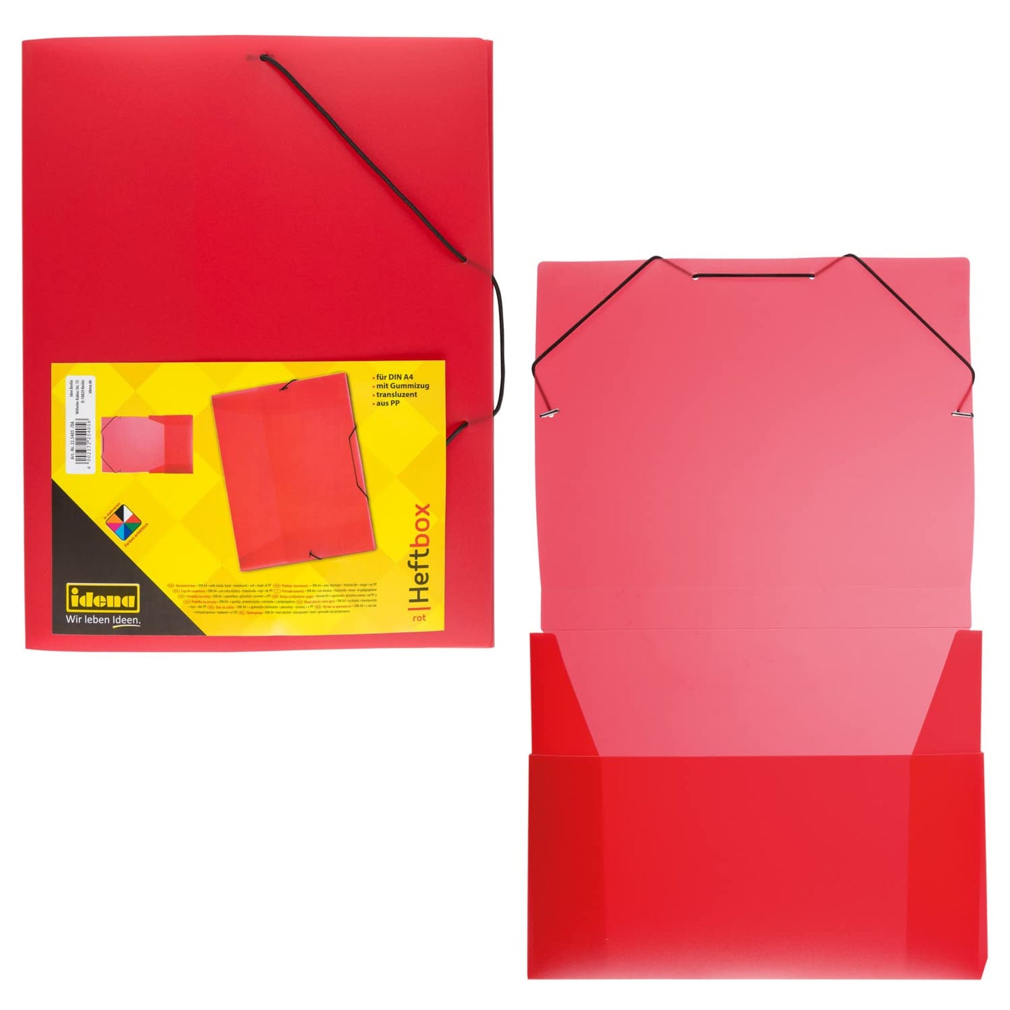 idena® DIN Box File with Elastic Strap a4 red