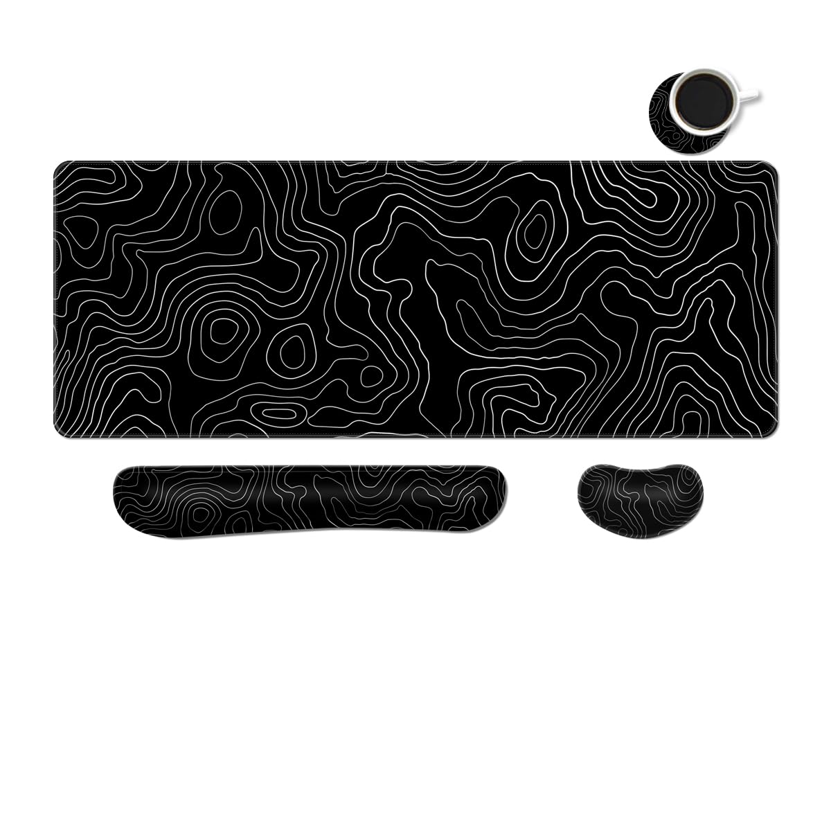 Desk Mat, Large Gaming Mouse Pad with Wrist Rest, 4 in1 XXL Mouse pad+Keyboard Wrist Rest+Mouse Pad