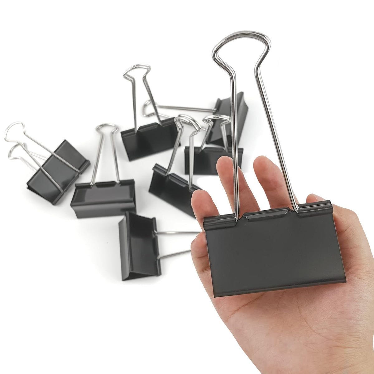 3-Inch Extra-Large DSTELIN Binder Clips - Heavy-Duty Black Paper Clamps, 75mm Width, 8-Count Set