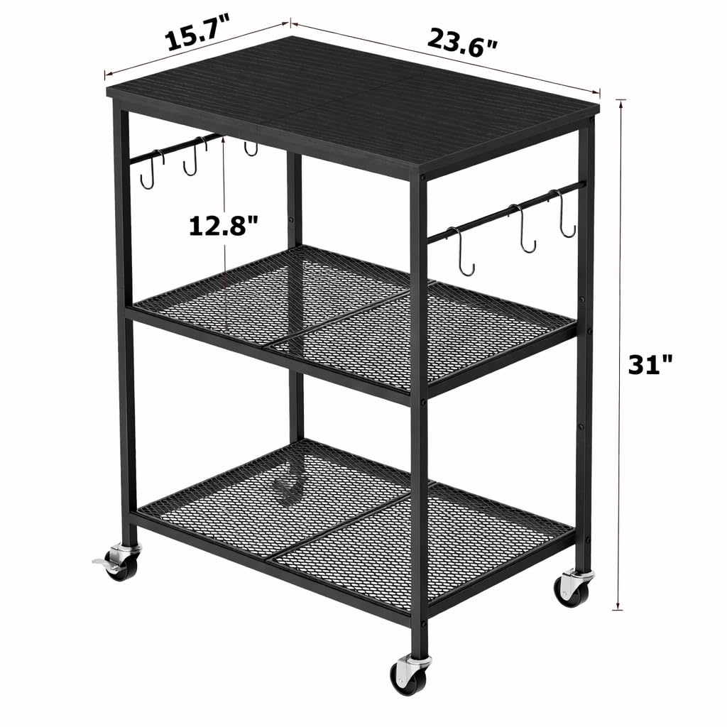 Homleke 3-Tier Rolling Kitchen Microwave Cart, Utility Cart