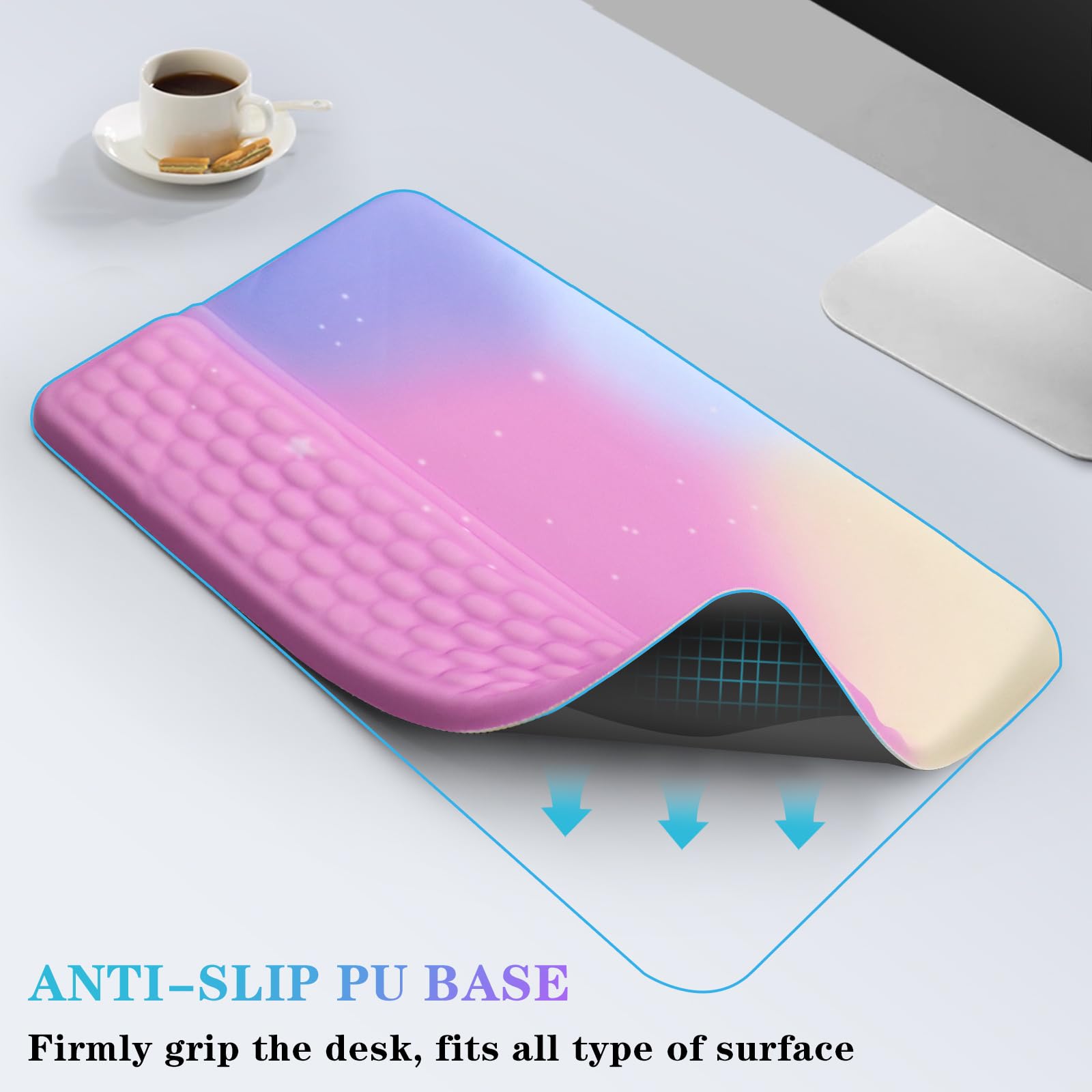 Computer Keyboard Stand with Wrist Rest, Ergonomic Tilted Keyboard Holder - Keyboard Riser with