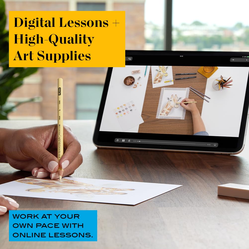 Prismacolor Technique Art Supplies with Digital Art Lessons, Animal Drawings Set Level 1, How to