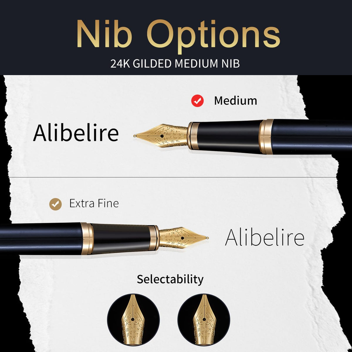 HDDNB Blue Luxury Fountain Pen Set for Men and Women with Gift Box, 24K Gold Finish and Gilded