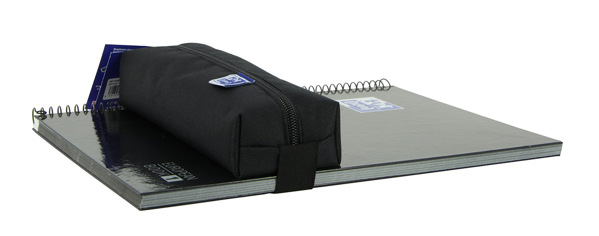 Oxford - Rectangular pencil case, kangoo with rubber, 22 cm, black