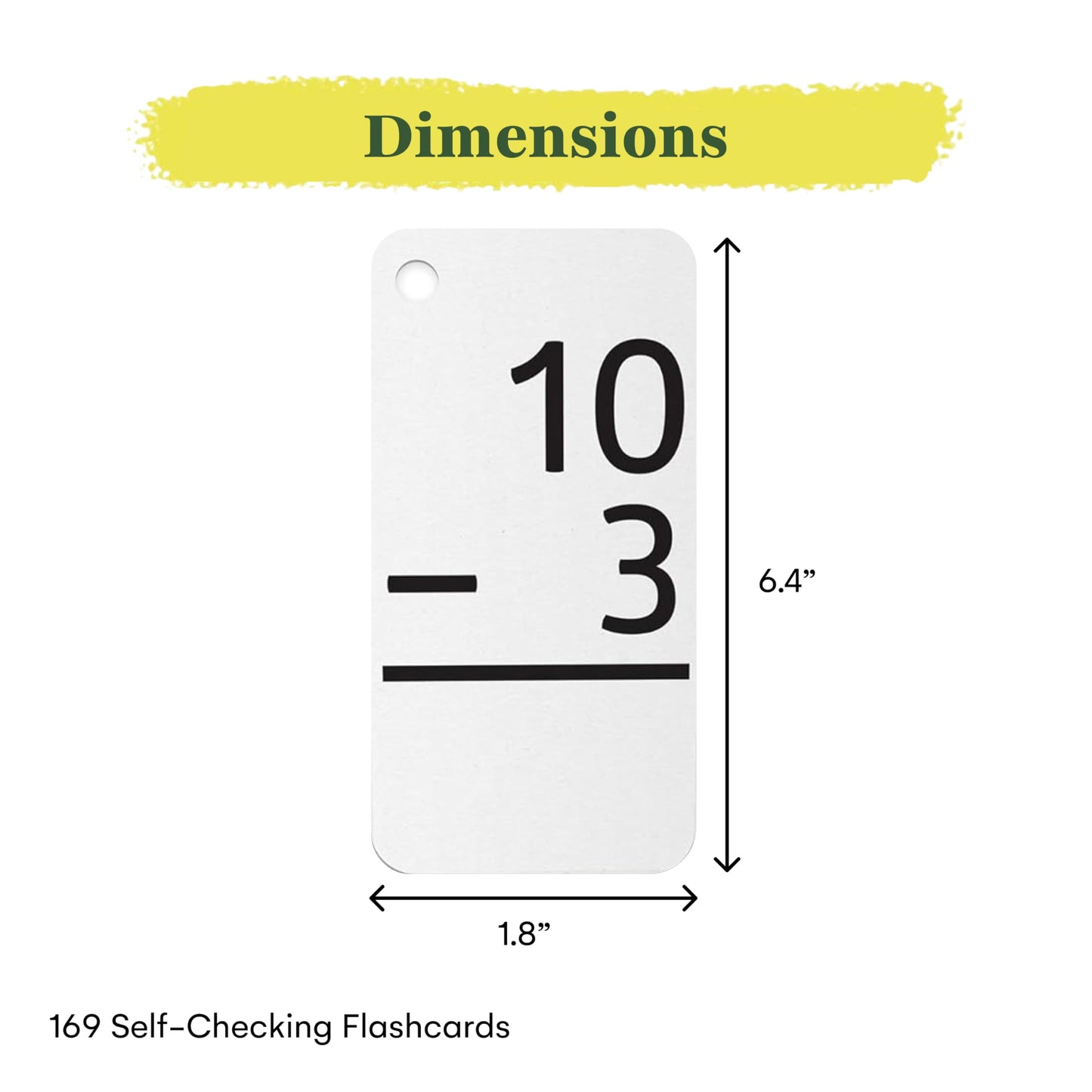 Star Right Subtraction Flash Cards - 169 Math Flash Cards with 2 Binder Rings - Kids Ages 6 and Up