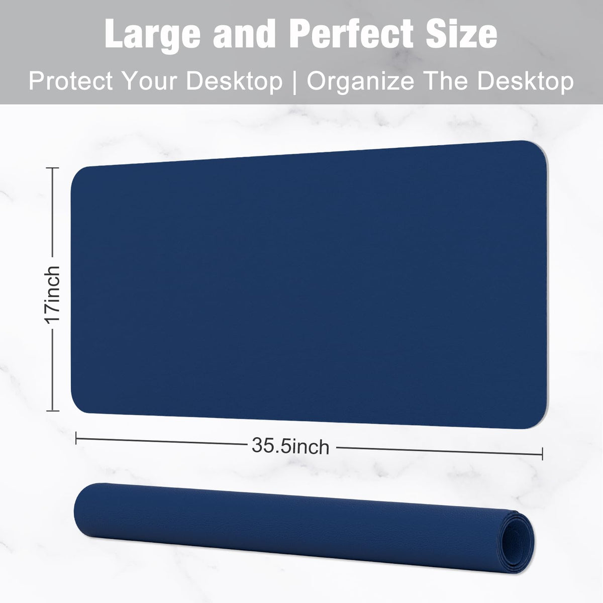 Hsurbtra Desk Pad, 35.5" x 17" PU Leather Desk Mat, XXL Extended Mouse Pad, Waterproof Desktop
