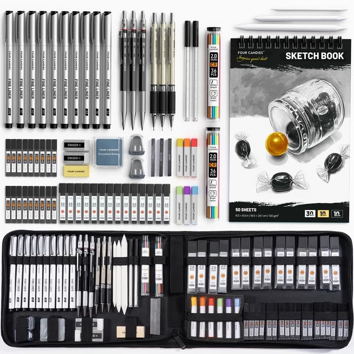 Four Candies 73PCS Advanced Drawing Kit with Professional Art Supplies