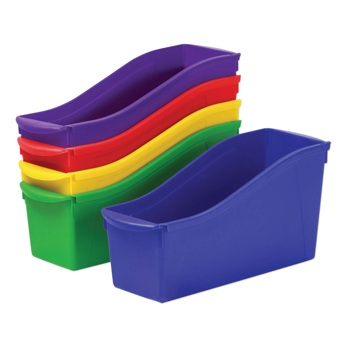 Storex 70105U06C Interlocking Book Bins, 4 3/4 x 12 5/8 x 7, 5 Color Set, Plastic, Multicolor