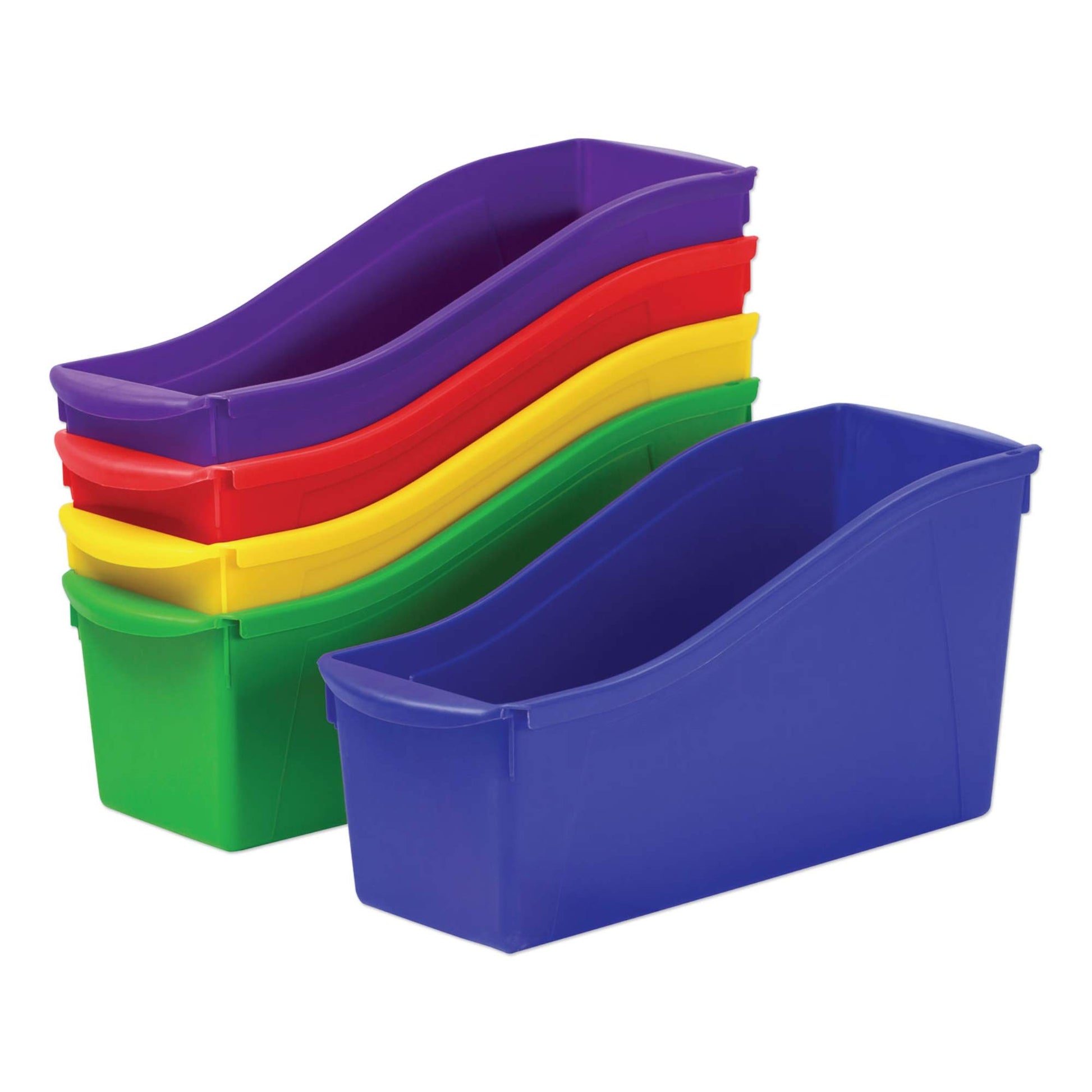 Storex 70105U06C Interlocking Book Bins, 4 3/4 x 12 5/8 x 7, 5 Color Set, Plastic, Multicolor