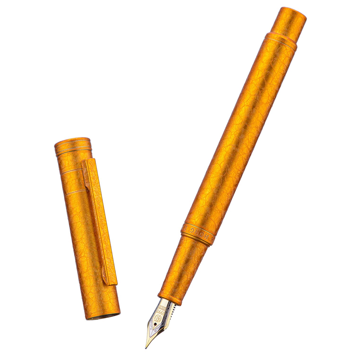 Hongdian 1851 Forest Fountain Pen Golden Ice Flowers, Fine Nib Classic Design with Converter and