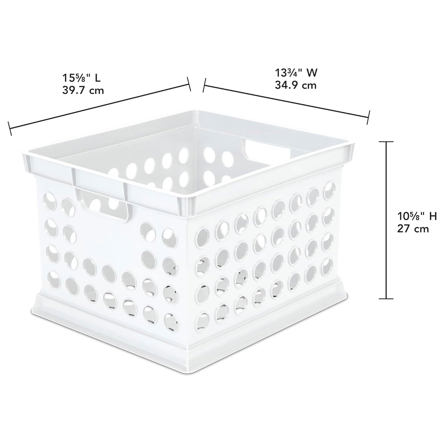 Sterilite Storage Crate Bin File Organizer for Home & Office, White, 6-Pack