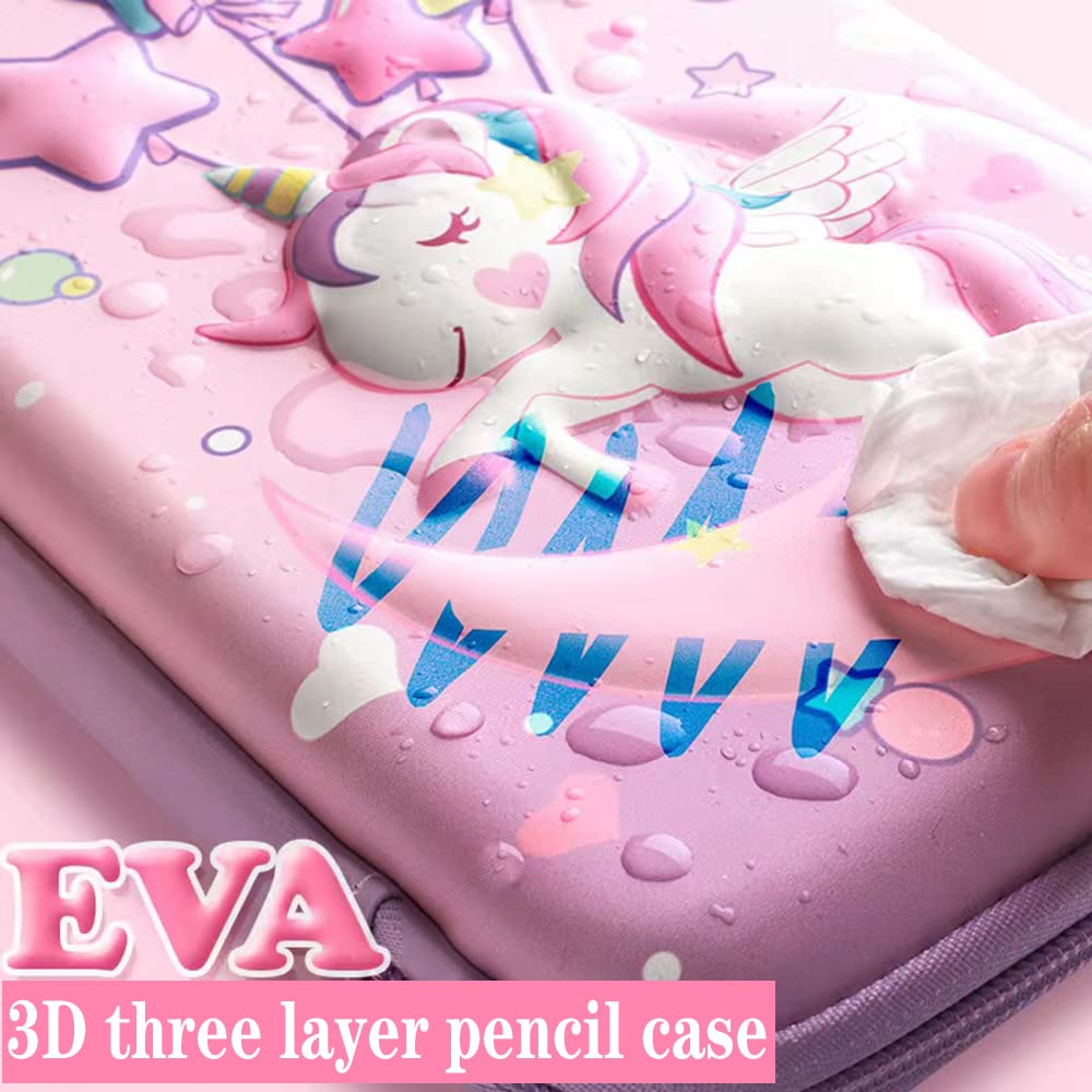 JYPLKCMT Pencil Case For Girls & Boys, Kids Cute Pink Pencil Pouch, 3D EVA Large Capacity Pen