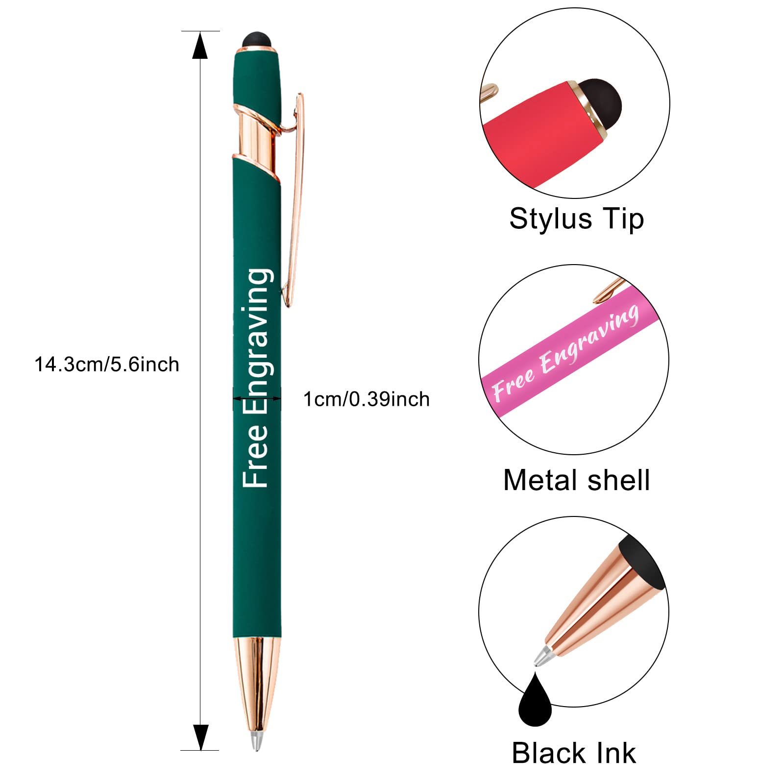 NGTSFLY 12 pcs Personalized Pens with Name or Logo Black Ink Custom Ballpoint Pen with Free
