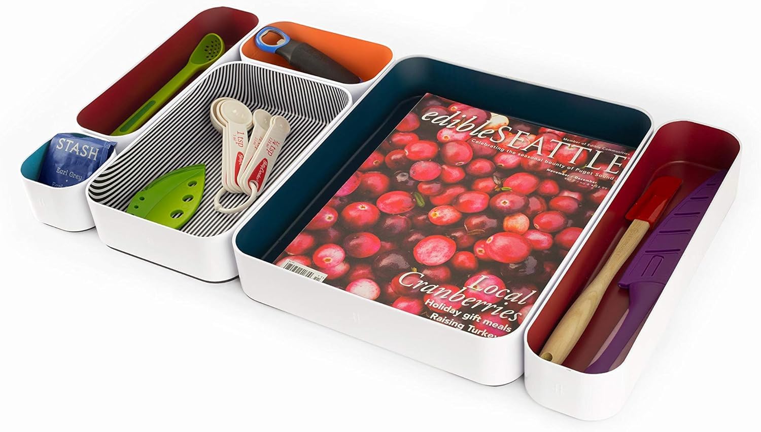 Three by Three Seattle Metal Drawer Organizer Tray Set, 6-Pc (Berry Mix)