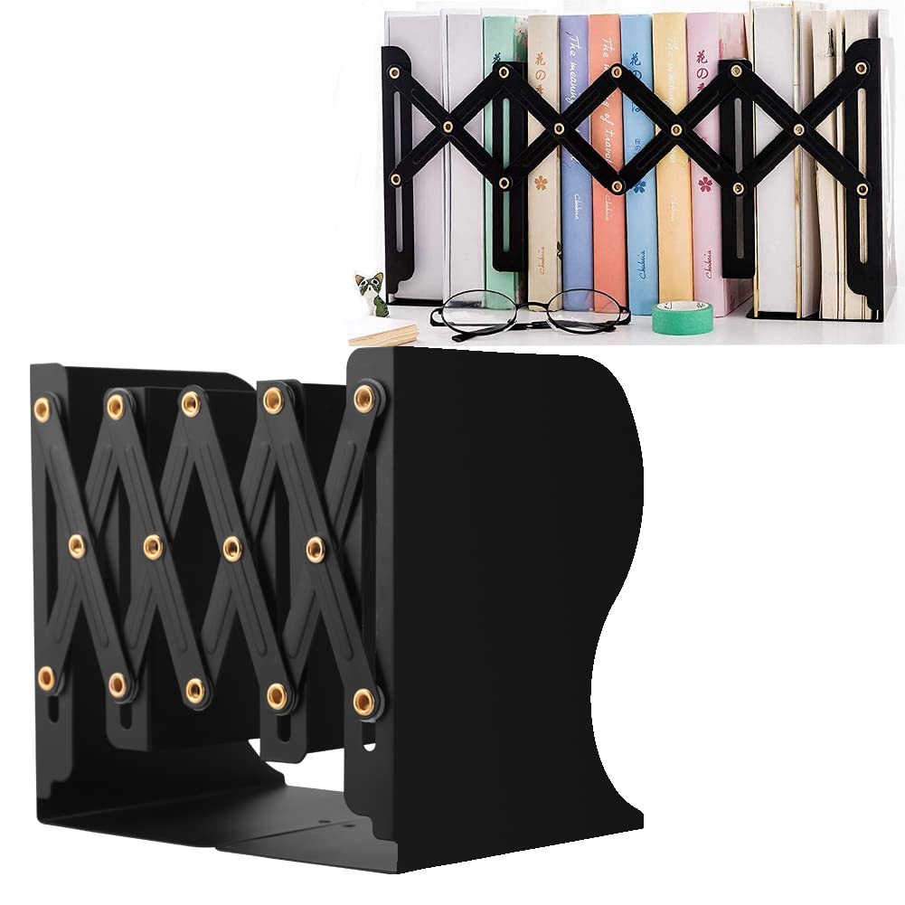 Metal Bookends for Heavy Books, Sturdy Book Stopper to Hold Books Heavy Duty, Adjustable Book Ends
