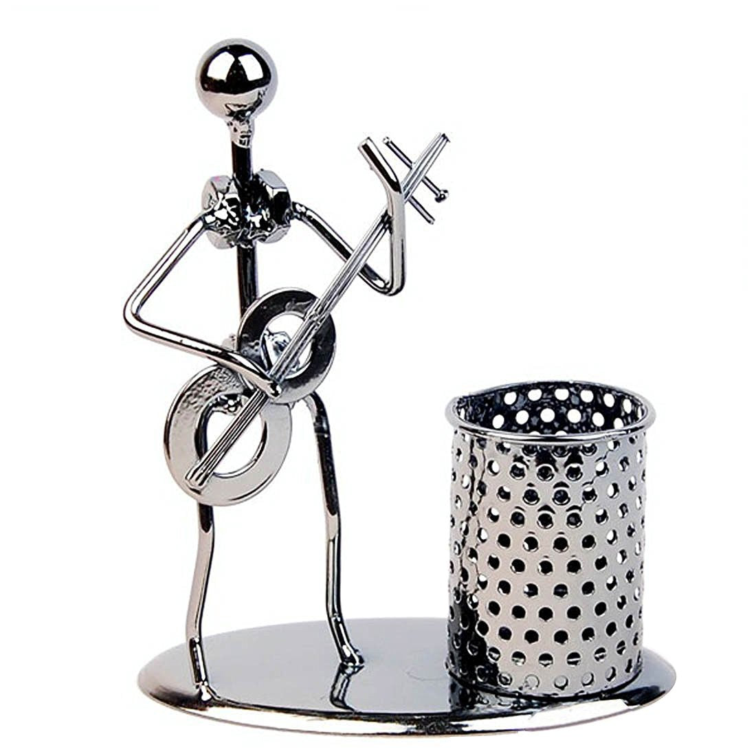 Winterworm Pen Container Holder Pencil Cup Iron Art Music Figure~Home Office Desk Decor Gift