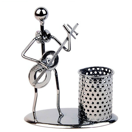Winterworm Pen Container Holder Pencil Cup Iron Art Music Figure~Home Office Desk Decor Gift