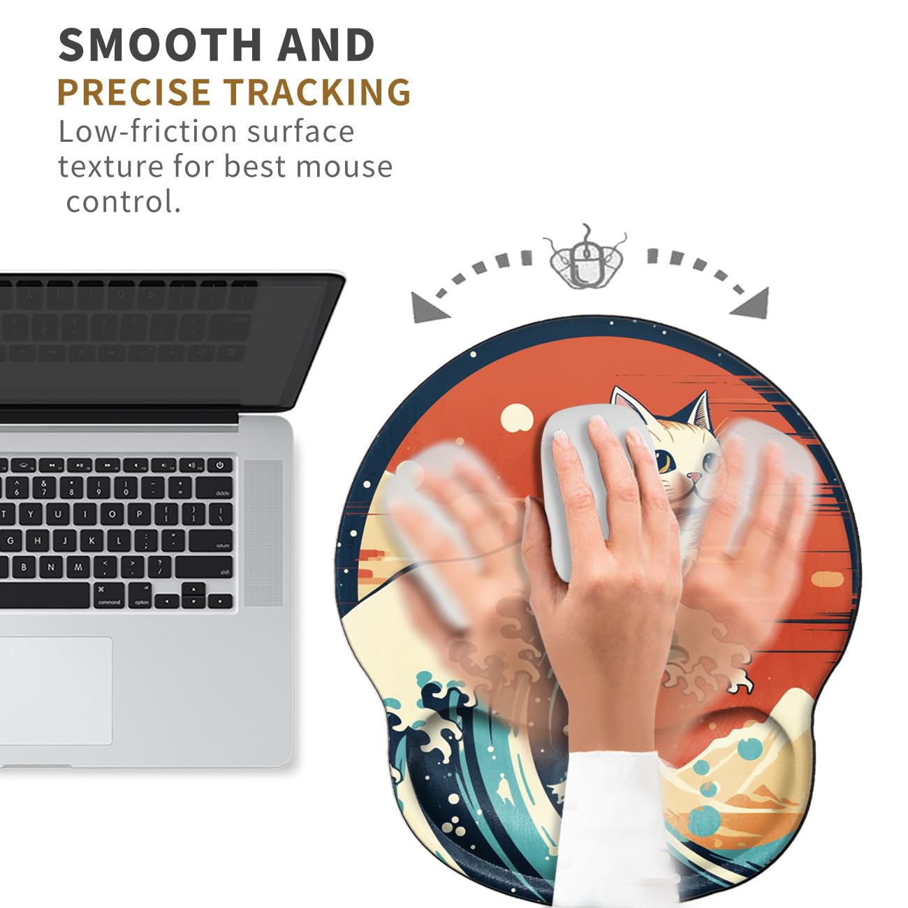 Cat Mouse Pad with Wrist Support Moon Mousepad Wrist Rest Gel Mouse Mat Gaming Cushion Mouse Pads