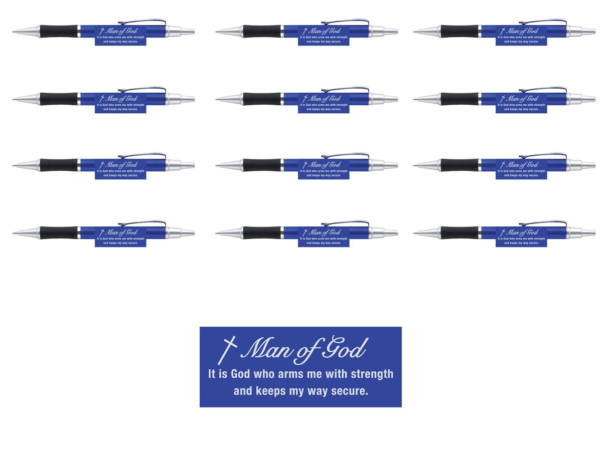 Sterling Gifts Man of God Executive Pens (Silver/Navy Blue) (12 pack)