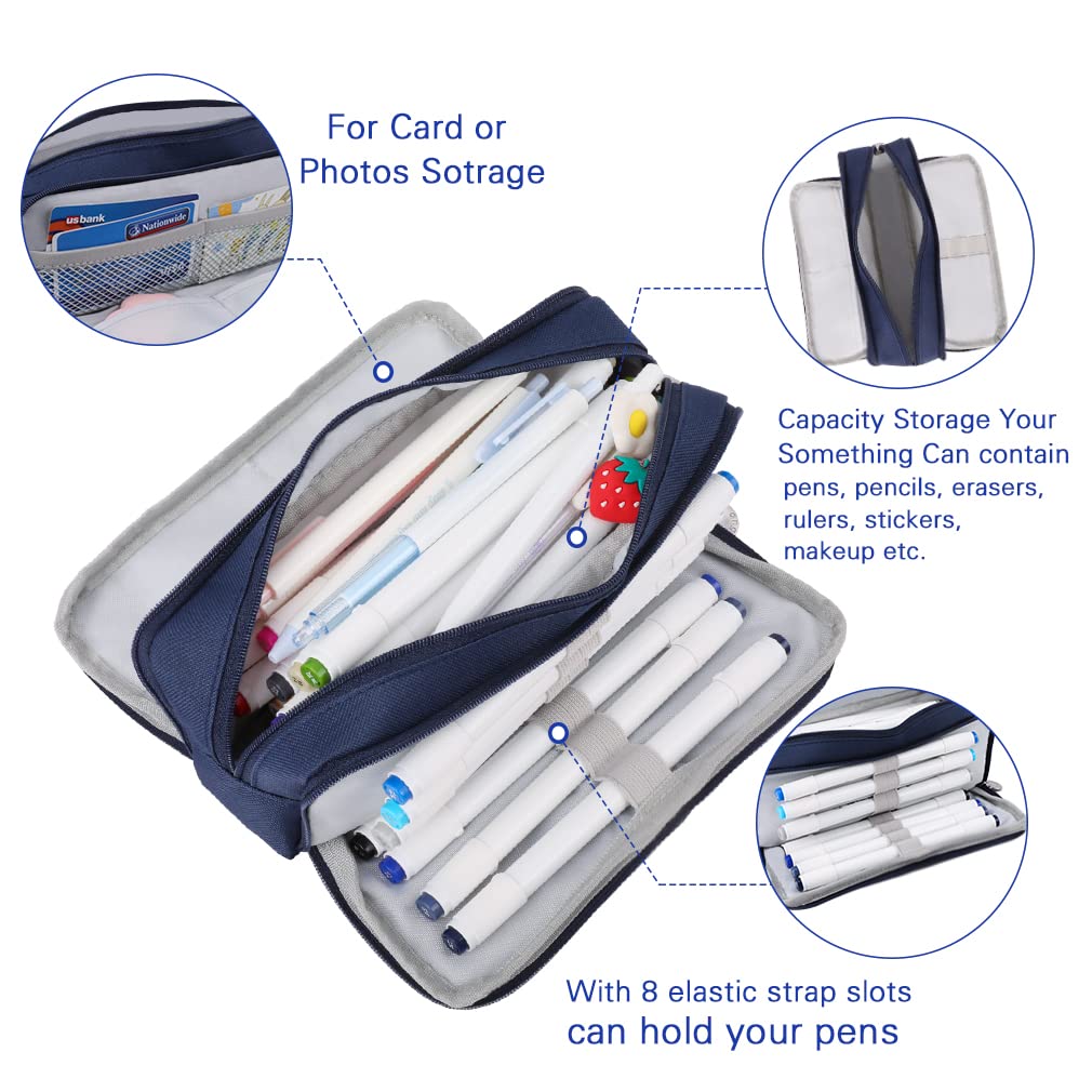 iSuperb Large Pencil Case 3 Compartments Pencil Pouch Big Capacity Pencil Bag for Kids Teen Girls