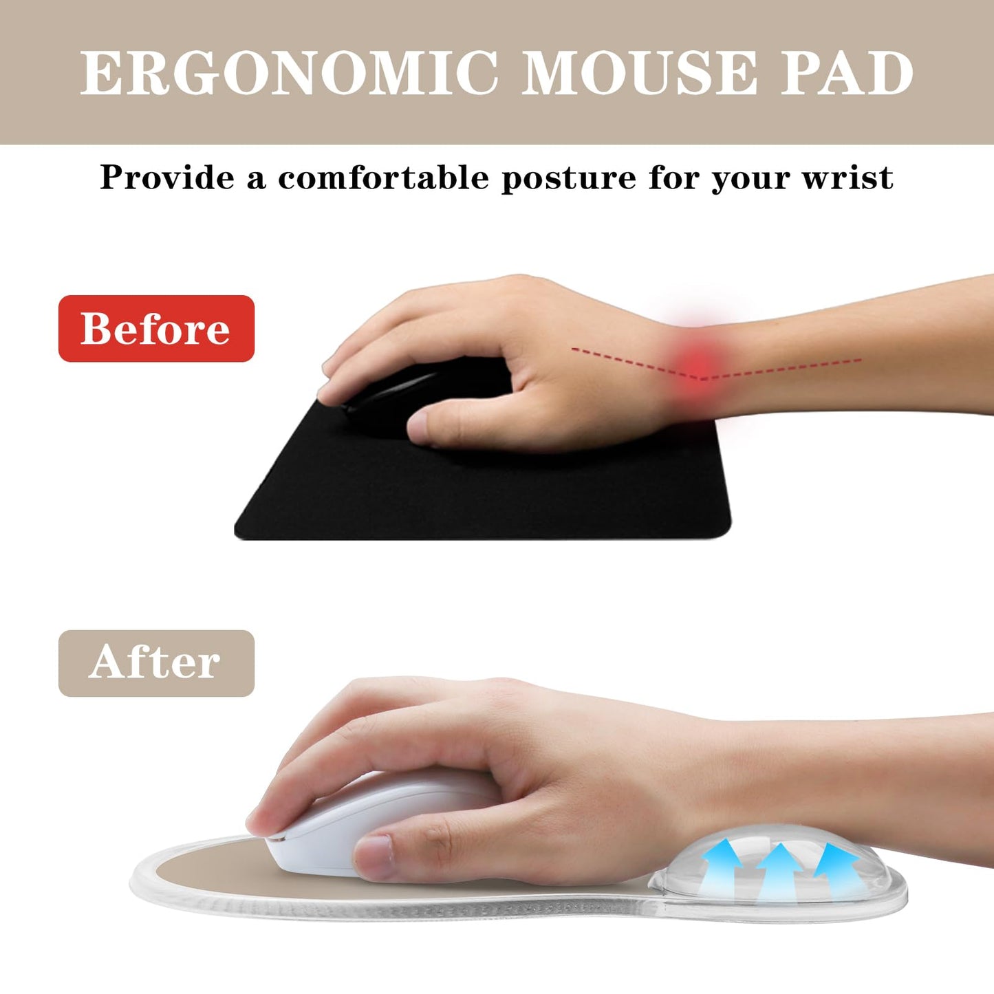 Mouse Pad with Wrist Rest,Ergonomic Mouse Pad with Comfortable Gel Wrist Rest Support and Non-Slip