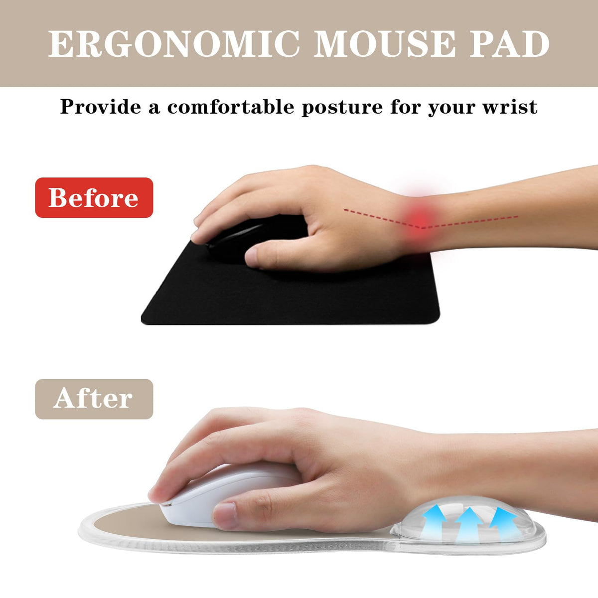 Mouse Pad with Wrist Rest,Ergonomic Mouse Pad with Comfortable Gel Wrist Rest Support and Non-Slip